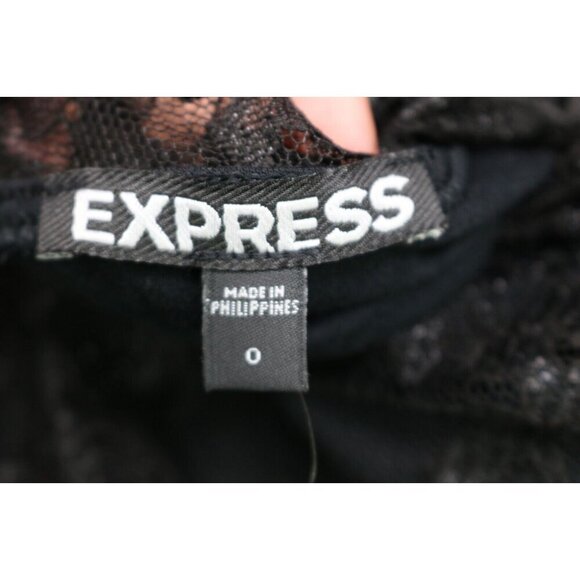 Express Black Lace V-Neck Dress-Whimsigoth-Size 0-New with Tags - Picture 5 of 9